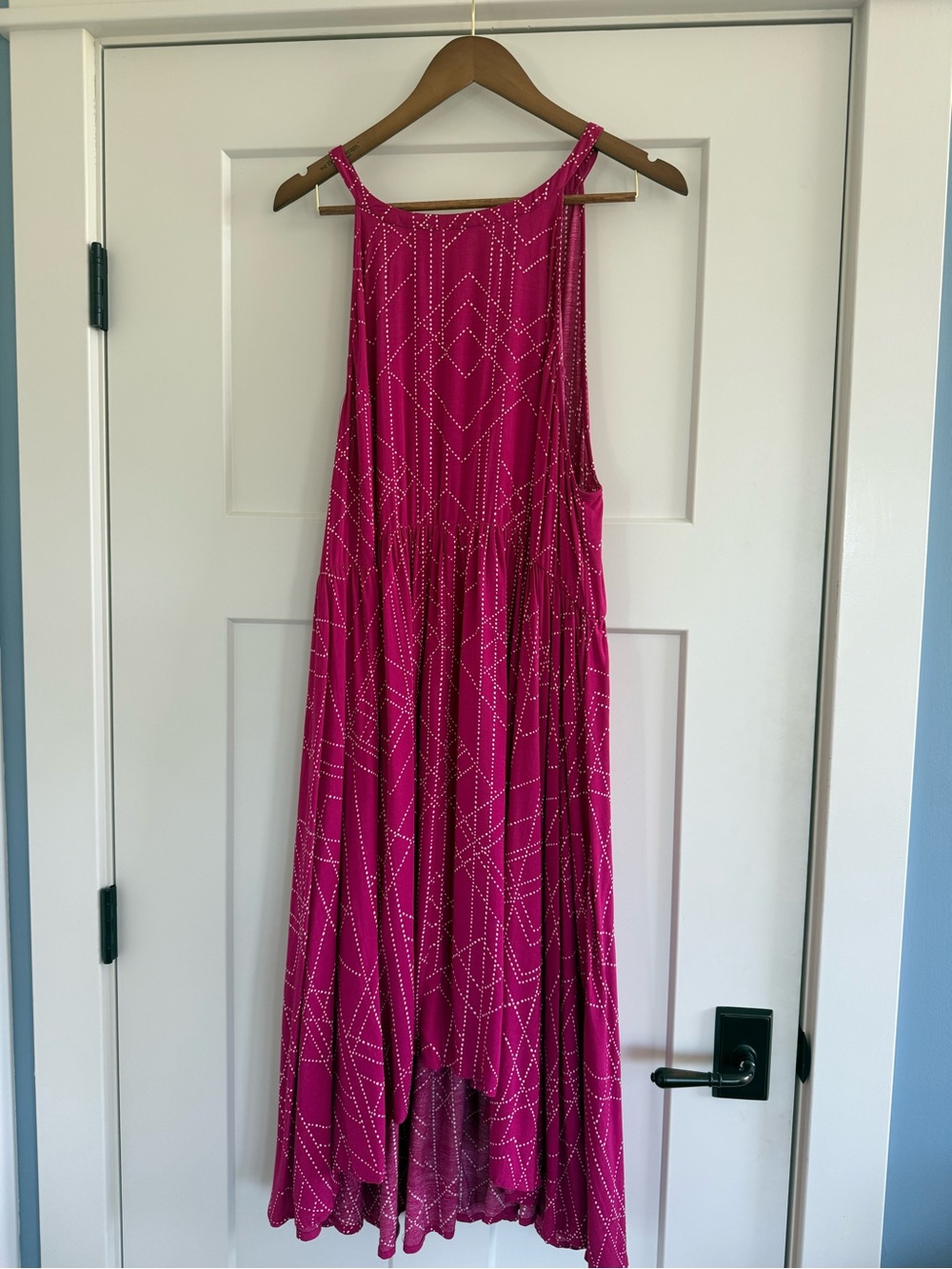 Torrid Fuchsia Pink Geometric Dot Challis High-Low Swing Dress Plus Size 3 / 3X